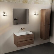 Mondiaz Aivy badmeubel 80cm mocha met wastafel solid surface talc midden zonder kraangat en spiegel