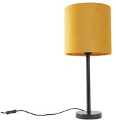 Stoffen Art Deco tafellamp zwart met gele kap 25 cm - Simplo Modern E27 cilinder / rond Binnenverlichting Lamp