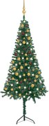 vidaXL Kunstkerstboom met LED's en kerstballen hoek 180 cm PVC groen