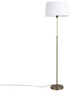 Vloerlamp brons met linnen kap wit 45 cm verstelbaar - Parte Landelijk / Rustiek E27 cilinder / rond rond Binnenverlichting Lamp