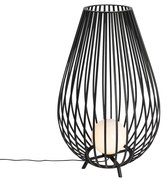 Design vloerlamp zwart met opaal 110 cm IP44 - Angela