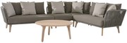 4 Seasons Outdoor Santander hoekbank XL rechts met Gabor tafel Ø 90 cm SALE Loungeset   zwart weerbestendig