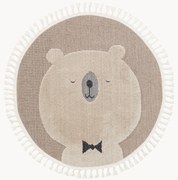 Rond kindervloerkleed Momo met kwastjes en hoog-laag effect