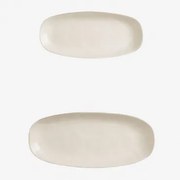 Set Van 2 Schalen Van Gres Belvere Gardenia Wit - Sklum