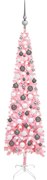 vidaXL Kerstboom met LED's en kerstballen smal 120 cm roze