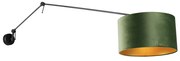 Wandlamp zwart met velours kap groen 35 cm verstelbaar - Blitz