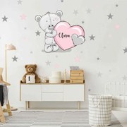 INSPIO Muurstickers babykamer - Beertje in zachte tinten met sterren en een naam