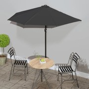 vidaXL Balkonparasol half met aluminium paal 270x135x245 cm zwart