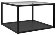 vidaXL Salontafel 60x60x35 cm gehard glas transparant en zwart