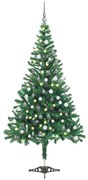 vidaXL Kunstkerstboom met LED's en kerstballen 230 takken 120 cm