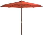 vidaXL Parasol met houten paal 350 cm terracottakleurig