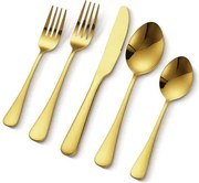 VEVOR 60-delige gouden bestekset van roestvrij staal geschikt voor levensmiddelen, hoogglans gepolijste dinerbestekset, vaatwasserbestendig servies, servies voor 12 personen, inclusief mes, vork en lepel