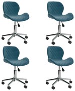 vidaXL Eetkamerstoelen draaibaar 4 st fluweel blauw