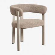 Eetkamerstoel Met Armleuningen, Gestoffeerd En Van Ijzer Jolie Moka Bruin & Bouclé Bruin - Tarwe - Sklum