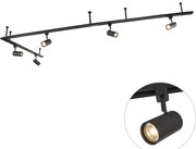 Modern hangend railsysteem met 5 Spot / Opbouwspot / Plafondspots zwart 1-fase - Iconic Jeana GU10 Scandinavisch rond Binnenverlichting Lamp