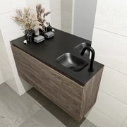 Mondiaz Olan 100cm toiletmeubel dark brown met wastafel urban rechts 1 kraangat