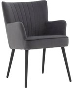 Goossens Eetkamerstoel Rob antraciet velvet stof met armleuning, urban industrieel