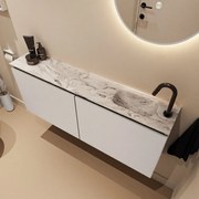 Mondiaz Ture DLux toiletmeubel 120cm linen met wastafel glace rechts met kraangat