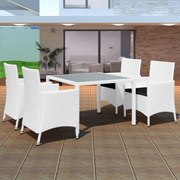 vidaXL 5-delige Tuinset poly rattan crèmewit