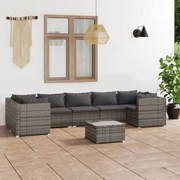 vidaXL 8-delige Loungeset met kussens poly rattan grijs