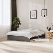 vidaXL Bedframe massief hout grijs 150x200 cm 5FT King Size