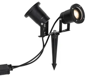 Buitenlamp Tuinspot zwart incl. snoer en stekker 2-lichts IP65 - Basic Klassiek / Antiek GU10 IP65 Buitenverlichting rond