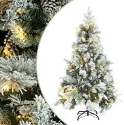 vidaXL Kerstboom met LED's, dennenappels en sneeuw 120 cm PVC en PE