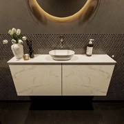 Mondiaz Fowy toiletmeubel 120cm Carrara met witte waskom midden zonder kraangat