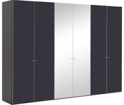 Goossens Kledingkast Easy Storage Ddk, Kledingkast 304 cm breed, 220 cm hoog, 4x draaideur en 2x spiegel draaideur midden