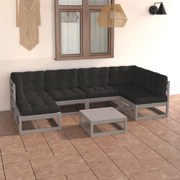 vidaXL 7-delige Loungeset met kussens massief grenenhout