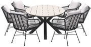 Garden Impressions Lucas tuinset zwart 7-delig - Tulli tuintafel 220x115 cm