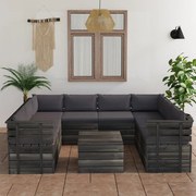 vidaXL 9-delige Loungeset met kussens pallet massief grenenhout