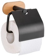 Wenko Orea Turbo-Loc Bamboo toiletrolhouder met klep zwart mat