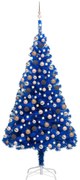 vidaXL Kunstkerstboom met LED's en kerstballen 210 cm PVC blauw