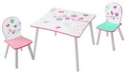 Worlds Apart Amigo tafel en stoelen Vogel 63 x 63 x45 cm wit