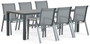 Tuinset 6 personen 220 cm Aluminium/textileen Grijs Domani Furniture Verde/Mateo