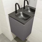 Mondiaz Olan 40cm toiletmeubel dark grey met wastafel urban rechts 1 kraangat