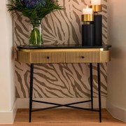 Richmond Interiors Ironville Ovale Sidetable Goud Met Ribbels - 100 X 40cm.