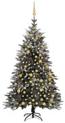 vidaXL Kunstkerstboom met LED's, kerstballen en sneeuw 210 cm PVC PE