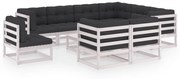 vidaXL 10-delige Loungeset met kussens massief grenenhout wit