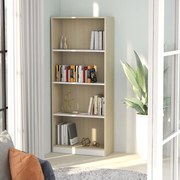 vidaXL Boekenkast met 4 schappen 60x24x142cm bewerkt hout wit en eiken