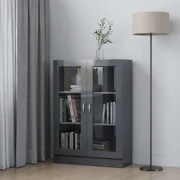 vidaXL Vitrinekast 82,5x30,5x115 cm spaanplaat hoogglans grijs