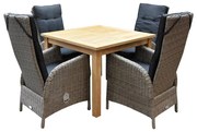 Selena Menorca dining tuinset 100x100xH79 cm 5-delig teak grijs