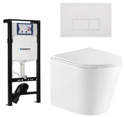 QeramiQ Dely Toiletset - 36.3x51.7cm - diepspoel - rimless - Geberit UP320 plieger inbouwreservoir - softclose toiletzitting - mat witte bedieningsplaat - rechtehoekige knoppen - wit mat SW1026254/SW1381697/SW706191/SW1000766