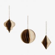 Set Van 3 Kerstversieringen Van Papier Doreimi Oud Goud - Sklum