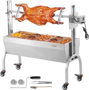 VEVOR Lamsgrill, speenvarkengrill, spitgrill, 90 kg oprolbare houtskoolgrill voor varkensvlees, lam, geit, elektrisch 52 W, roestvrijstalen braadslede met windscherm, 1185 mm