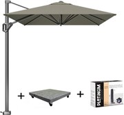 Voyager T1 zweefparasol 300x200 cm taupe met 90KG voet en hoes