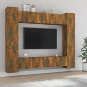 vidaXL 8-delige Tv-meubelset bewerkt hout gerookt eikenkleurig