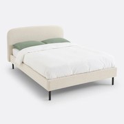 Gestoffeerd bed in bouclette stof, met lattenbodem, Conto
