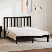 vidaXL Bedframe massief grenenhout zwart 135x190 cm 4FT6 Double